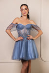 Load image into Gallery viewer, Wholesale Cocktail Dress Off Shoulder Sleeveless A-Line By LA2147
