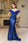 Load image into Gallery viewer, Wholesale Mother Of The Groom Dress Off The Shoulder Sequin Gown By LA2151 - NAVY - Dress LA Merchandise