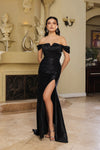 Load image into Gallery viewer, Wholesale Red Carpet Dress Sheath Off Shoulder Formal Gown By LA2155 - BLACK - Dress LA Merchandise