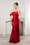 Load image into Gallery viewer, Wholesale Red Carpet Dress Sheath Off Shoulder Formal Gown By LA2155 - RED - Dress LA Merchandise