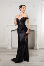 Load image into Gallery viewer, Wholesale Long Formal Dress Off The Shoulder Sequin High Slit Gown By LA2157