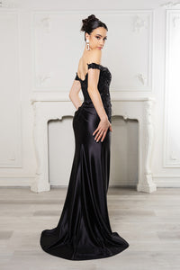 Wholesale Long Formal Dress Off The Shoulder Sequin High Slit Gown By LA2157