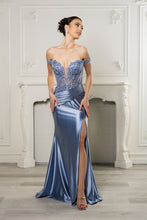 Load image into Gallery viewer, Wholesale Long Formal Dress Off The Shoulder Sequin High Slit Gown By LA2157
