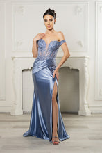 Load image into Gallery viewer, Wholesale Long Formal Dress Off The Shoulder Sequin High Slit Gown By LA2157