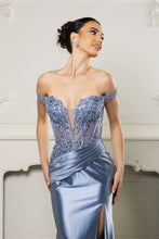 Load image into Gallery viewer, Wholesale Long Formal Dress Off The Shoulder Sequin High Slit Gown By LA2157