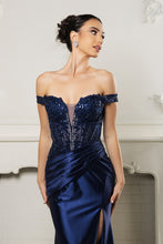 Load image into Gallery viewer, Wholesale Long Formal Dress Off The Shoulder Sequin High Slit Gown By LA2157