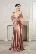 Load image into Gallery viewer, Wholesale Long Formal Dress Off The Shoulder Sequin High Slit Gown By LA2157