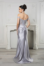 Load image into Gallery viewer, Wholesale Long Formal Dress Off The Shoulder Sequin High Slit Gown By LA2157