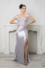 Load image into Gallery viewer, Wholesale Long Formal Dress Off The Shoulder Sequin High Slit Gown By LA2157