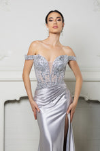 Load image into Gallery viewer, Wholesale Long Formal Dress Off The Shoulder Sequin High Slit Gown By LA2157