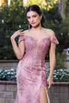 Load image into Gallery viewer, LA Merchandise LA2158 Off-Shoulder Embroidered High Slit Evening Gown with Train - - Prom Dress LA Merchandise