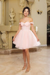 Load image into Gallery viewer, Wholesale Cocktail Sweetheart Off The Shoulder A-Line Hoco Dress By LA2159