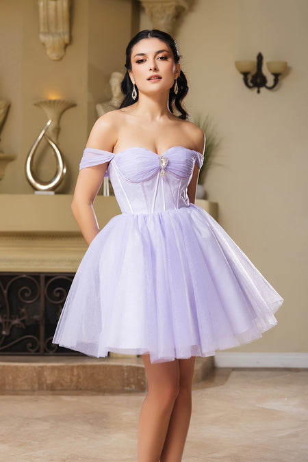 Wholesale Cocktail Sweetheart Off The Shoulder A-Line Hoco Dress By LA2159