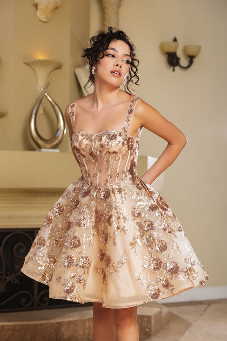 Wholesale Homecoming Scoop Neck Spaghetti Strap A-Line Dress By LA2160