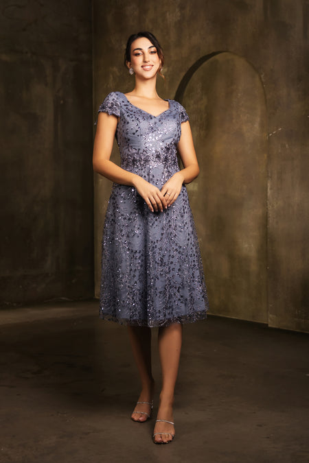 Wholesale Mother Of The Bride V-Neck Sequin A-Line Dress By LA2162