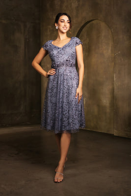 Wholesale Mother Of The Bride V-Neck Sequin A-Line Dress By LA2162