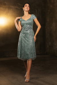 Wholesale Mother Of The Bride V-Neck Sequin A-Line Dress By LA2162