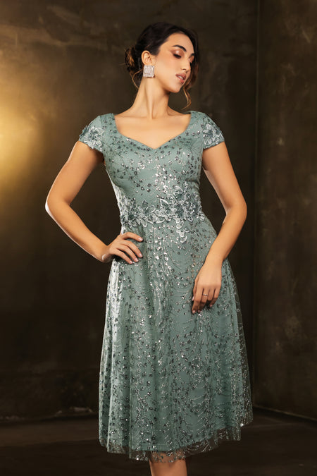 Wholesale Mother Of The Bride V-Neck Sequin A-Line Dress By LA2162