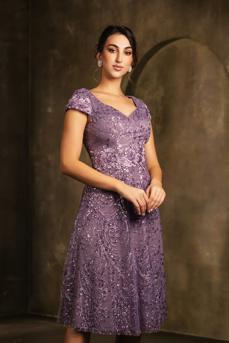 Wholesale Mother Of The Bride V-Neck Sequin A-Line Dress By LA2162
