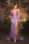 Load image into Gallery viewer, Wholesale Prom Dress Deep V-Neck High Slit Fitted Gala Gown By LA2166