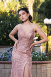 Load image into Gallery viewer, Wholesale Prom Dress Deep V-Neck High Slit Fitted Gala Gown By LA2166