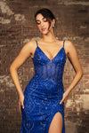 Load image into Gallery viewer, Wholesale Prom Dress Deep V-Neck High Slit Fitted Gala Gown By LA2166