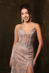 Load image into Gallery viewer, Wholesale Prom Dress Deep V-Neck High Slit Fitted Gala Gown By LA2166