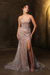 Load image into Gallery viewer, Wholesale Prom Dress Deep V-Neck High Slit Fitted Gala Gown By LA2166