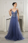 Load image into Gallery viewer, Wholesale Red Carpet Dress V-Neck Sequin Prom Gown By LA2167 - DUSTYBLUE - Dress LA Merchandise