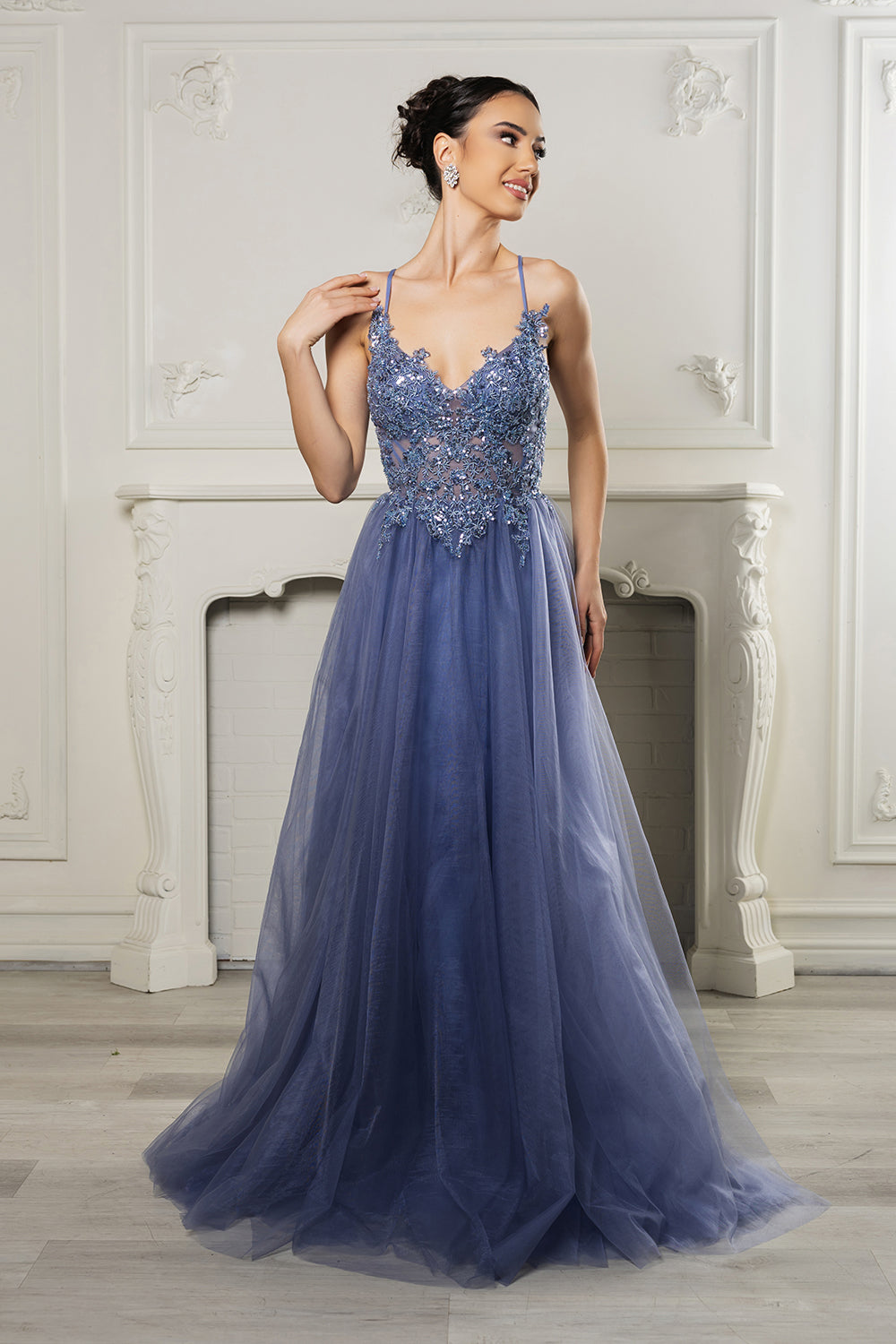Wholesale Red Carpet Dress V-Neck Sequin Prom Gown By LA2167