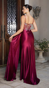 Load image into Gallery viewer, Wholesale Satin Beaded Corset Gown with High Slit &amp; Lace-Up Back Evening &amp; Formal Dress By LA2168