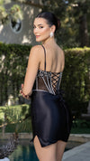 Load image into Gallery viewer, Wholesale Satin Mini Dress with Sheer Corset &amp; Sequin Detail Lace-Up Back By LA2169