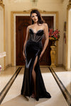 Load image into Gallery viewer, Wholesale Satin Strapless Corset Formal Dress with High Slit By LA2170 - - Prom Dress LA Merchandise