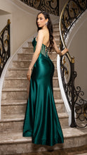 Load image into Gallery viewer, Wholesale Satin Strapless Corset Formal Dress with High Slit By LA2170