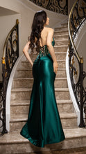 Load image into Gallery viewer, Wholesale Satin Strapless Corset Formal Dress with High Slit By LA2170