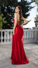 Load image into Gallery viewer, Wholesale Satin Strapless Corset Formal Dress with High Slit By LA2170