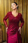 Load image into Gallery viewer, Wholesale Beaded Long Sleeve Mother of the Bride Gown with Illusion Bodice by LA2172 - - Mother of the Bride Dress LA Merchandise