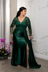 Load image into Gallery viewer, Wholesale Beaded Long Sleeve Mother of the Bride Gown with Illusion Bodice by LA2172 - - Mother of the Bride Dress LA Merchandise