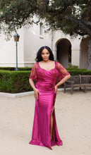 Load image into Gallery viewer, Wholesale Satin Evening Gown with Beaded Lace Overlay &amp; Slit Plus-Size Mother Of The Bride Dress By LA2173B