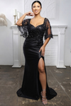 Load image into Gallery viewer, Wholesale Satin Evening Gown with Beaded Lace Overlay &amp; Slit Plus-Size Mother Of The Bride Dress By LA2173B