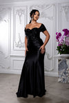 Load image into Gallery viewer, Wholesale Off Shoulder Satin Mermaid Evening Gown with Beaded Lace Appliqué by LA2174 - - Bridesmaids Dress LA Merchandise