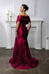 Load image into Gallery viewer, Wholesale Off Shoulder Satin Mermaid Evening Gown with Beaded Lace Appliqué by LA2174 - - Bridesmaids Dress LA Merchandise