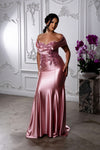 Load image into Gallery viewer, Wholesale Off Shoulder Satin Mermaid Evening Gown with Beaded Lace Appliqué by LA2174 - - Bridesmaids Dress LA Merchandise