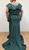 Load image into Gallery viewer, Wholesale Plus Size Satin Bridemaids Dress with Lace Appliqué &amp; Sweep Train Gown by LA2174B - - Bridemaids Dress LA Merchandise
