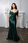 Load image into Gallery viewer, Wholesale Off Shoulder Satin Mermaid Evening Gown with Beaded Lace Appliqué by LA2174 - - Bridesmaids Dress LA Merchandise