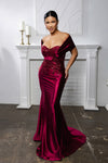 Load image into Gallery viewer, Wholesale Plus Size Satin Bridemaids Dress with Lace Appliqué &amp; Sweep Train Gown by LA2174B - - Bridemaids Dress LA Merchandise