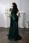 Load image into Gallery viewer, Wholesale Plus Size Satin Bridemaids Dress with Lace Appliqué &amp; Sweep Train Gown by LA2174B - - Bridemaids Dress LA Merchandise