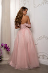 Load image into Gallery viewer, Wholesale Off Shoulder A-Line Prom Dress Glitter Tulle Lace Appliqué Corset Back by LA2176