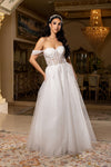 Load image into Gallery viewer, Wholesale Off-Shoulder Wedding Dress with Corset Bodice &amp; A-Line Tulle Skirt Bridal Gown by LA2176 - - Wedding Dresses LA Merchandise