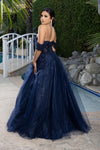 Load image into Gallery viewer, Wholesale Off Shoulder A-Line Prom Dress Glitter Tulle Lace Appliqué Corset Back by LA2176